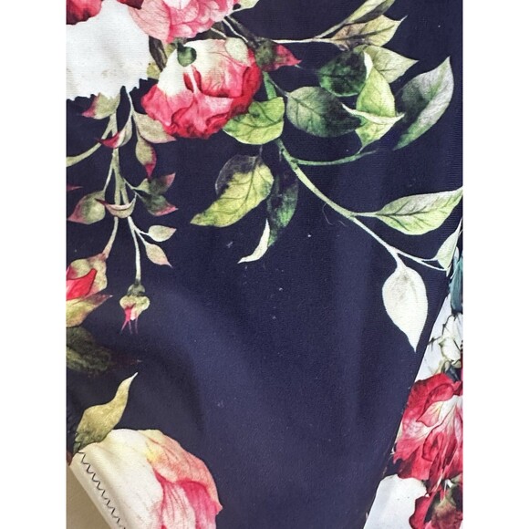 CUPSHE 1 Piece Swimsuit 1X Navy Blue Floral Padded Lined Underwire- USED - Picture 6 of 8